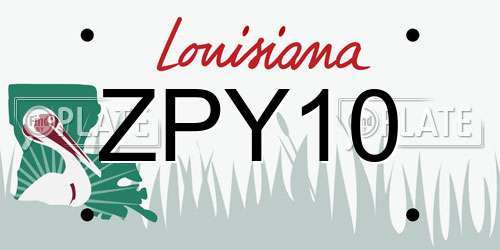 ZPY10 Louisiana License Plate