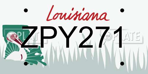 ZPY271 Louisiana License Plate