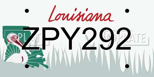 ZPY292 Louisiana License Plate