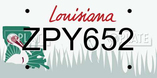 ZPY652 Louisiana License Plate