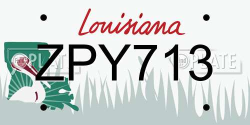 ZPY713 Louisiana License Plate
