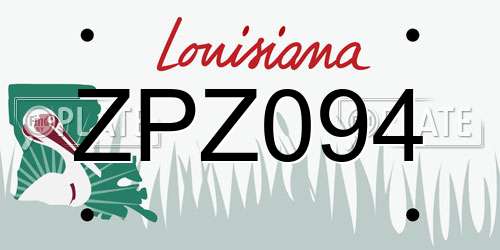 ZPZ094 Louisiana License Plate