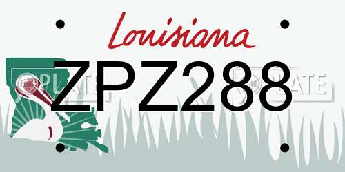 ZPZ288 Louisiana License Plate