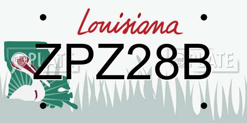 ZPZ28B Louisiana License Plate