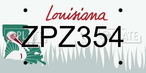 ZPZ354 Louisiana License Plate