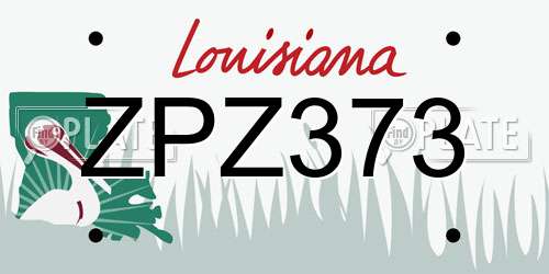 ZPZ373 Louisiana License Plate