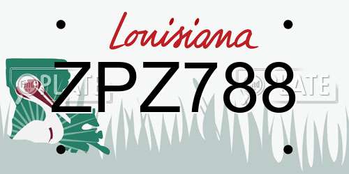 ZPZ788 Louisiana License Plate
