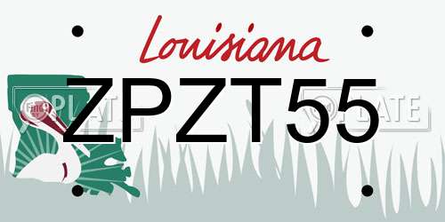 ZPZT55 Louisiana License Plate