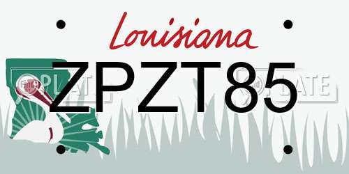ZPZT85 Louisiana License Plate