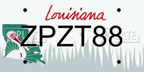 ZPZT88 Louisiana License Plate