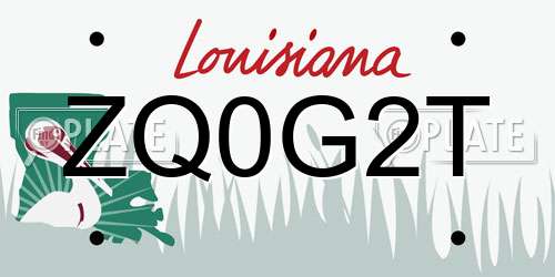 ZQ0G2T Louisiana License Plate