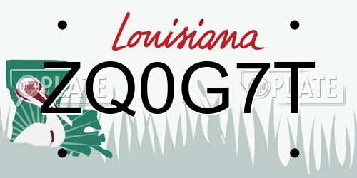 ZQ0G7T Louisiana License Plate