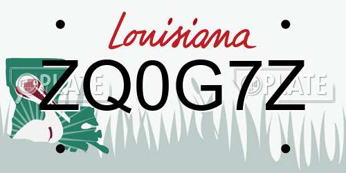 ZQ0G7Z Louisiana License Plate