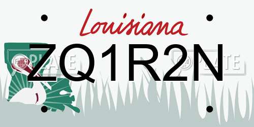 ZQ1R2N Louisiana License Plate