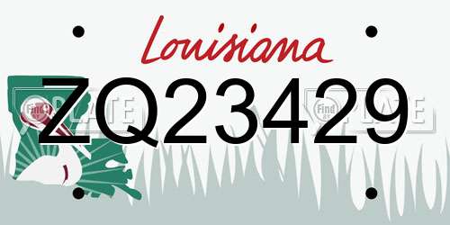 ZQ23429 Louisiana License Plate