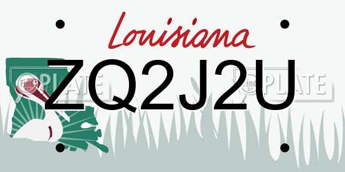 ZQ2J2U Louisiana License Plate