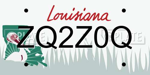 ZQ2Z0Q Louisiana License Plate