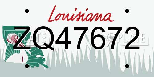 ZQ47672 Louisiana License Plate