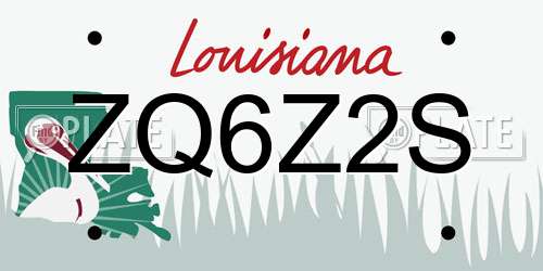 ZQ6Z2S Louisiana License Plate