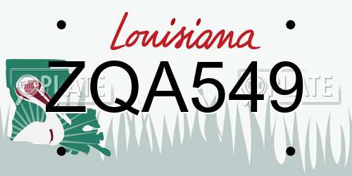 ZQA549 Louisiana License Plate