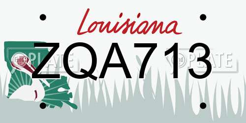 ZQA713 Louisiana License Plate