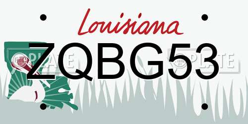 ZQBG53 Louisiana License Plate