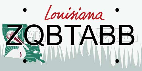 ZQBTABB Louisiana License Plate