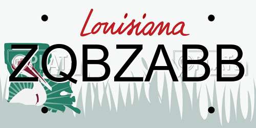 ZQBZABB Louisiana License Plate