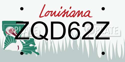 ZQD62Z Louisiana License Plate