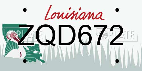 ZQD672 Louisiana License Plate