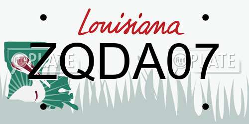 ZQDA07 Louisiana License Plate