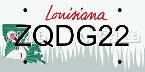 ZQDG22 Louisiana License Plate