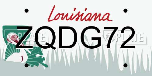 ZQDG72 Louisiana License Plate