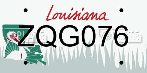 ZQG076 Louisiana License Plate