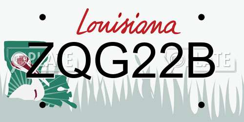 ZQG22B Louisiana License Plate