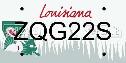 ZQG22S Louisiana License Plate