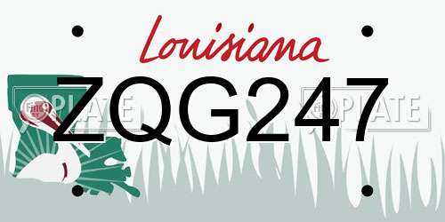 ZQG247 Louisiana License Plate