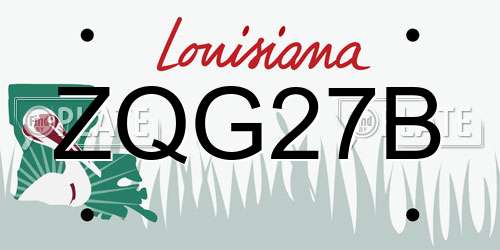 ZQG27B Louisiana License Plate