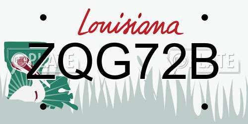 ZQG72B Louisiana License Plate