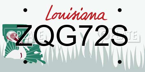 ZQG72S Louisiana License Plate
