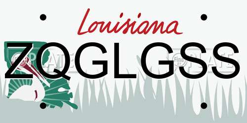 ZQGLGSS Louisiana License Plate