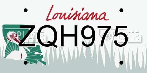 ZQH975 Louisiana License Plate