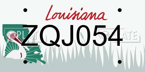 ZQJ054 Louisiana License Plate