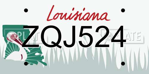 ZQJ524 Louisiana License Plate