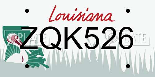 ZQK526 Louisiana License Plate