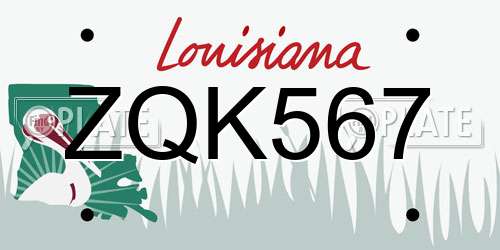 ZQK567 Louisiana License Plate