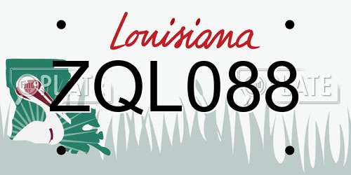 ZQL088 Louisiana License Plate