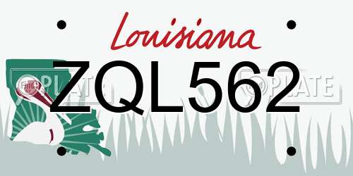 ZQL562 Louisiana License Plate