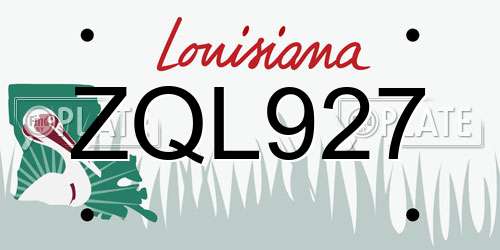ZQL927 Louisiana License Plate