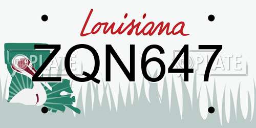 ZQN647 Louisiana License Plate
